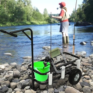 Outdoor Heavy Duty Fishing/Beach Cart Fishing Cart Max.90 kg with Large Wheels - Picture 1 of 24