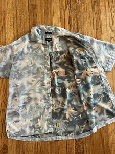 Marc Edwards Sz XL Blue Rayon Reverse Print Tropical Aloha Short Sleeve Shirt - Picture 1 of 6