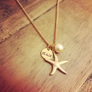 Datumskette, Hochzeit Datum Halskette, Jubiläumskette, Goldkette - Bild 1 von 10