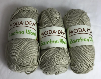Moda Dea Bamboo Wool Celery #3620 Matching Dye Lots  Lot of 3 Skeins 2.8 Oz each - Image 1 of 4