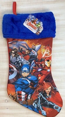 Medias Marvel Avengers Borde Piel Azul Navidad 15" Capitán American Iron Man Foto 1 de 2