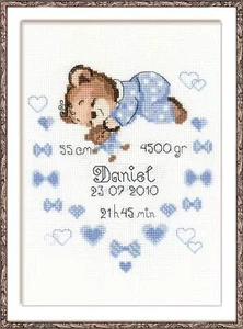 Riolis gezähltes Kreuzstich-Set Jungen Geburtsankündigung R1124 - Bild 1 von 6