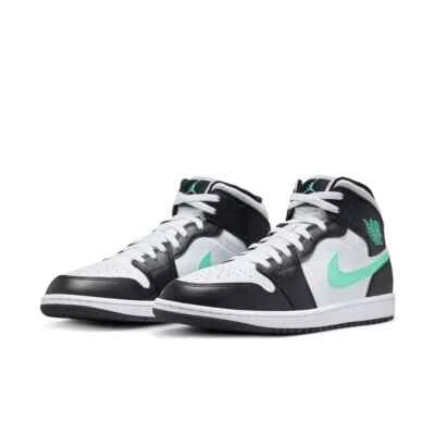 Air Jordan 1 Mid Men's Multi Size White/Green Glow-Black DQ8426 103 Fast Ship - Image 1 of 4