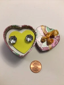 Valentine Earring Set - Post Style Rhinestones in Small Gift Box - Picture 1 of 4