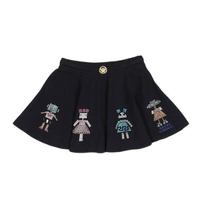 Young Versace Mini Skirt With Embroidery Girl Size 8 Navy Blue Authentic  - Picture 1 of 9