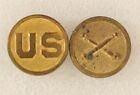 Army Enlisted Collar Pin: Us & Field Artillery Set - Type I Gilt W/Wide Edge