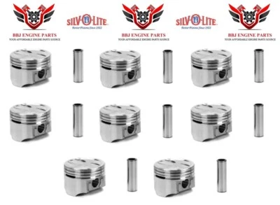 Chevy Chevrolet 305 SBC V8 1996 - 2002 (8) Silvolite Dish Top Pistons  - Image 1 of 3