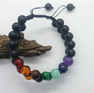 7 Chakra Bracelet - Beaded Bracelet For Unisex-Double Bead Bracelet For Birthday - Picture 1 of 11