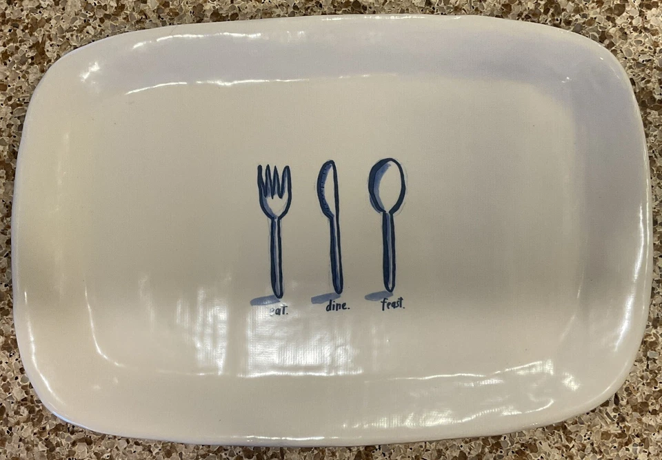 VTG RAE DUNN DISH BY MAGENTA 15 INCH RECTANGULAR  PLATTER EAT DINE FEAST Foto 1 de 4