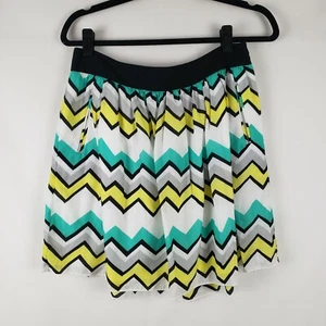 Cynthia Rowley Womens Cotton Skirt Chevron Print Size 6 Pockets Lined - Picture 1 of 6