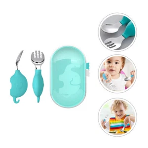 Fork and Spoon Set Child Toddler Infants Eating Tableware Training Cutlery - Picture 1 of 12