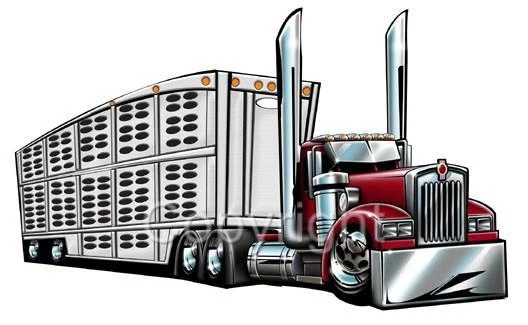Kenworth Big Rig Semi Truck Cartoontees Tshirt 92015 Livestock Hauler auto art - Image 1 of 1