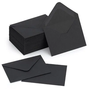 100 Sets Mini Black Envelopes with Small Blank Gift Business Card Wedding - Picture 1 of 7