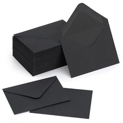 100 Sets Mini Black Envelopes with Small Blank Gift Business Card Wedding - Image 1 of 4