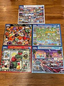 Lot of 5 -- 1000 piece White Mountain Puzzles