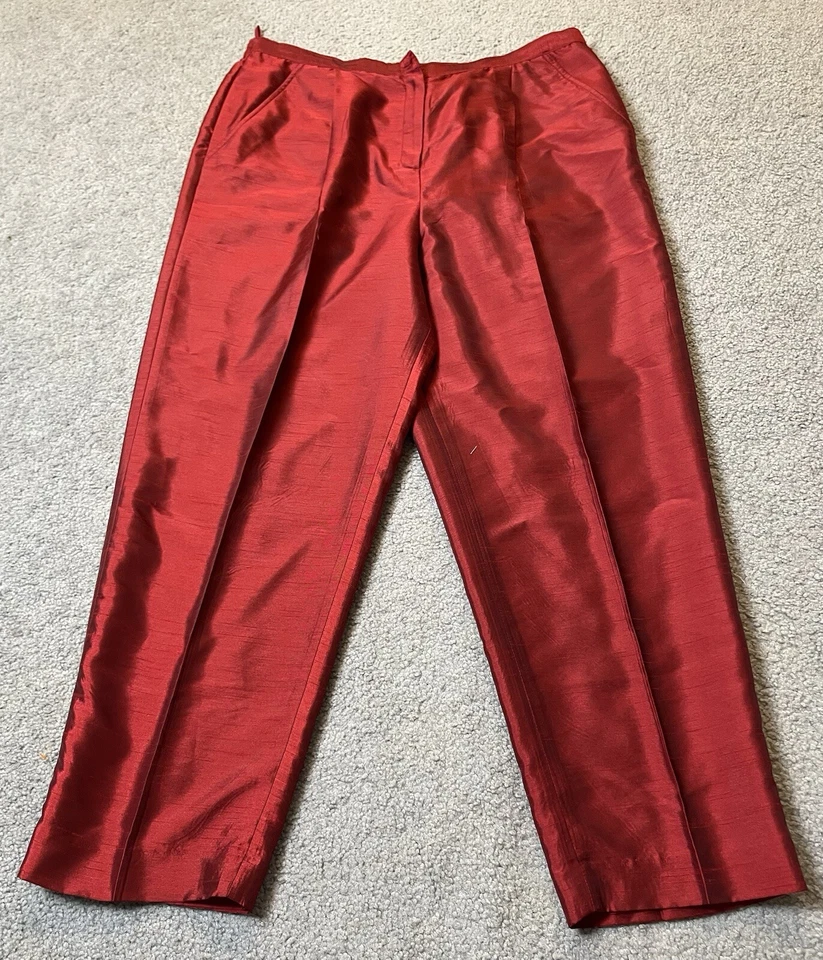 90s Larry Levine Woman’s Dress Pants 18W Red High Rise Straight Leg Formal Party - Image 1 of 4