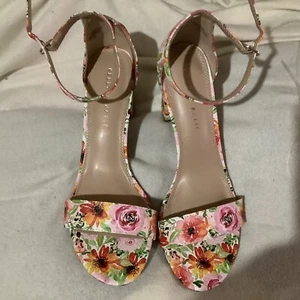 Kelly & Katie Womens Sz 6.5 M Pink Floral Ankle Strap Heels - Picture 1 of 10