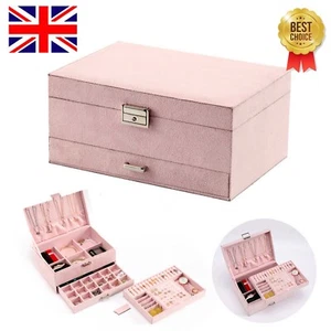 Large Jewellery Box Rings Necklaces Bracelets Jewelry Storage Organiser 3 Layer - Picture 1 of 10