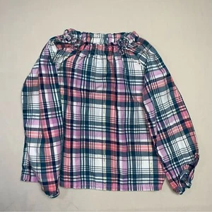 Plaid Shirt Girls 5T Bow Neck Country Western Soft Fall Preppy Top Gold Metallic - Picture 1 of 8