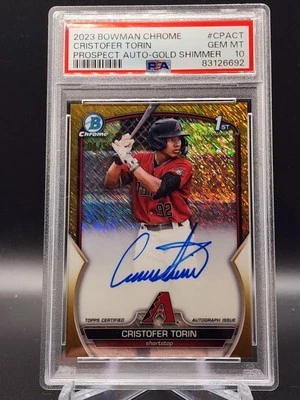 2023 Bowman Chrome CRISTOFER TORIN 1st Gold Shimmer /50 Auto  CPA-CT PSA 10 Gem - Image 1 of 2