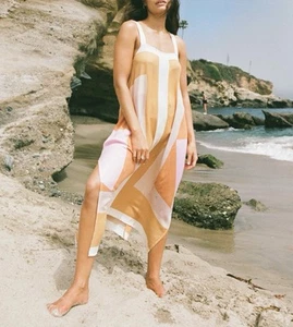 O’Neill Miranda Maxi Dress M Tank Beach Coverup Slit Resort Coastal Boho - Picture 1 of 20