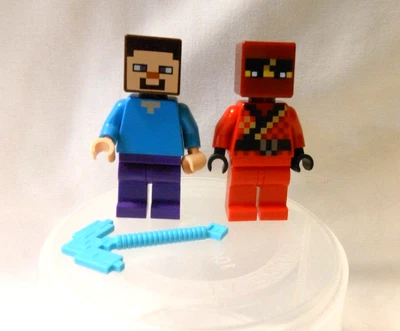 LOTE DE 2: MINIFIGURA LEGO Steve con pico de diamante min009 Y KAI MIN0777 Foto 1 de 2