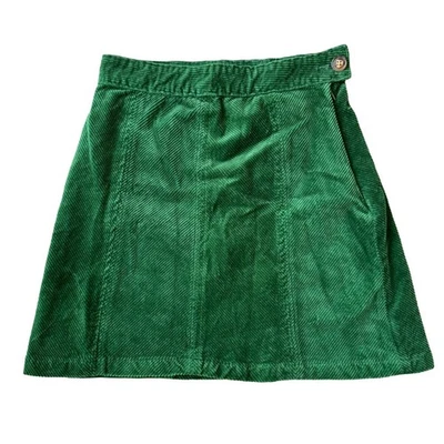 ModCloth Ephemeral Emerald Green Corduroy Preppy School Girl Mini Skirt, Size 6 - Image 1 of 4