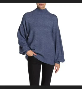 VINCE CAMUTO Blue Mutton Sleeve Mock Neck Pullover Sweater Size Large - Picture 1 of 9