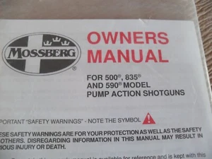 Mossberg 500 835 590  pump shotgun factory owners manual - Picture 1 of 3