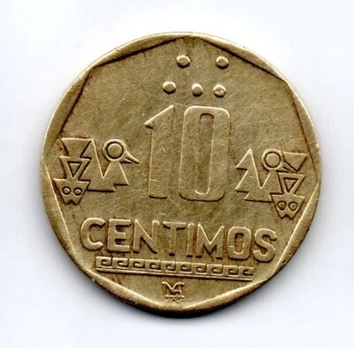 Perú 1991, 10 cents w/braille, city of Chan Chan design (Chimú)  accept offers - Image 1 of 2