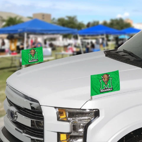 NCAA - Marshall Thundering Herd Ambassador Car Flags - 2 Pack Mini Auto Flags Cover