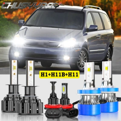 For Kia Sedona 2008-2012 2014 6X 6000K LED Headlight Hi/Lo+Fog light Bulbs White - Image 1 of 4