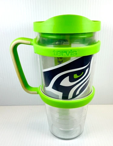 Tervis NFL Seattle Seahawks 24oz Cup w/ Lid & Handle - Excellent Condition Cover