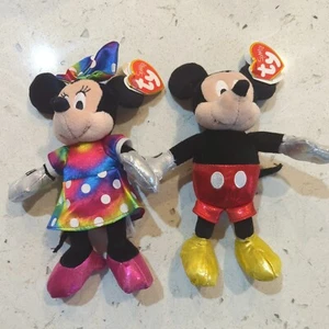 Ty Plush: Disney Sparkly Sparkle Mickey & Minnie Mouse - Picture 1 of 7