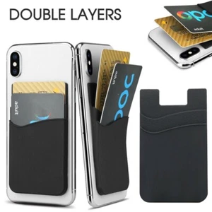Silicone ID Credit Card Cash Holder Wallet Pouch Mobile Phone Pocket Stick-On UK - Picture 1 of 24