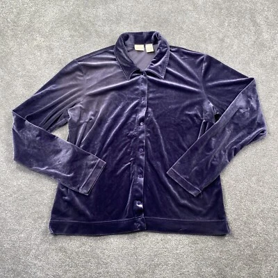 Camisa de terciopelo vintage Y2K años 90 Cherokee abotonada para mujer talla L púrpura Foto 1 de 4