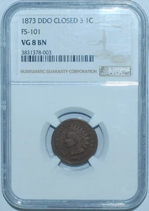 1873 NGC VG8 FS-101 S-1 DDO CL3 Double Liberty Doubled Die Obverse Indian Cent - Picture 1 of 8