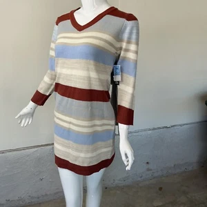 Derek Heart Women's Multicolor Striped Knit With Scarf Long Sleeve Dress Size L - Picture 1 of 8