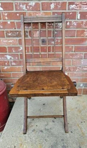 Vintage Wooden Folding Chair Solid Oak Spindle Back Decorative Seat #3 - Picture 1 of 8