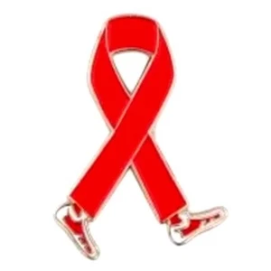 Alfiler de cinta roja piernas para caminar concienciación sobre la causa del cáncer cuello de apoyo tac evento para caminar - Imagen 1 de 5