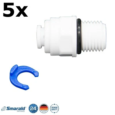 SMARALD® Verbindungsstück 1/4" Gewinde und Quick O-Ring f. Umkehrosmose, Wasserfilter 5St