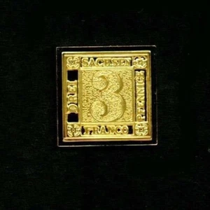 SAXONY 1850 GOLD PLATED SILVER STAMP ON STAMP INGOT STAMPS ON STAMPS -SXXXXX-1 - Picture 1 of 1