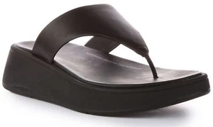 FITFLOP Punta FW4-090 Post F-Mode Luxe Cuero Mujer Negro Sandalia GB 3-8 - Imagen 1 de 6