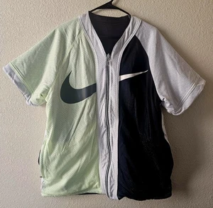 NIKELAB NRG Medium Barely Volt/Black Rerversible Full Zip Baseball Jersey - Picture 1 of 21