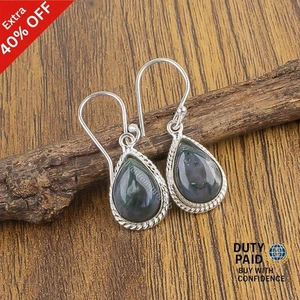 Pendientes de boda Cyber Monday venta plata de ley 925 pera musgo natural ágata - Imagen 1 de 5