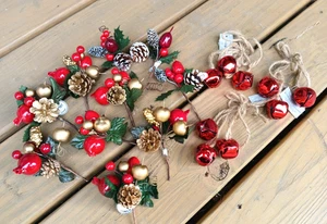 10 selecciones florales de Navidad y 3 campanas tintineo decoraciones colgantes-artesanías-decoración de mesa - Imagen 1 de 5