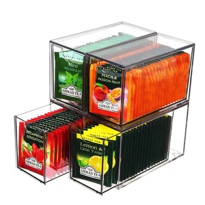 Tea bag organizer, Acrylic tea organizers and storage Box Holder for Kitchen ... - Picture 1 of 7
