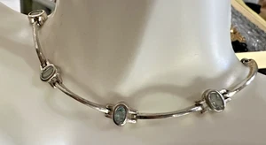 Vintage Sterlingsilber Blautopas Bar Link Tennis Armband 7" - Bild 1 von 4