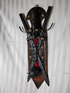 Dungeon Master Medieval Gothic Sword & Spiked Mace Wall Plaque Flail Weapons - Picture 1 of 4