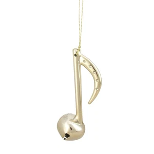 Midwest 4.25" Shiny Gold Eighth Musical Note Jingle Bell Christmas Ornament - Picture 1 of 2
